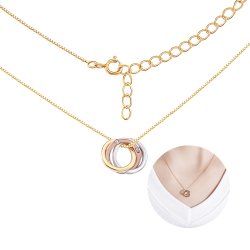 Naszyjnik srebrny łańcuszek damski z zawieszką celebrytka kółka srebro pozłacane 925