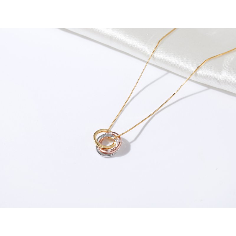 Naszyjnik srebrny łańcuszek damski z zawieszką celebrytka kółka srebro pozłacane 925