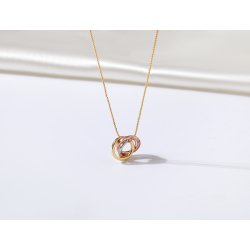 Naszyjnik srebrny łańcuszek damski z zawieszką celebrytka kółka srebro pozłacane 925