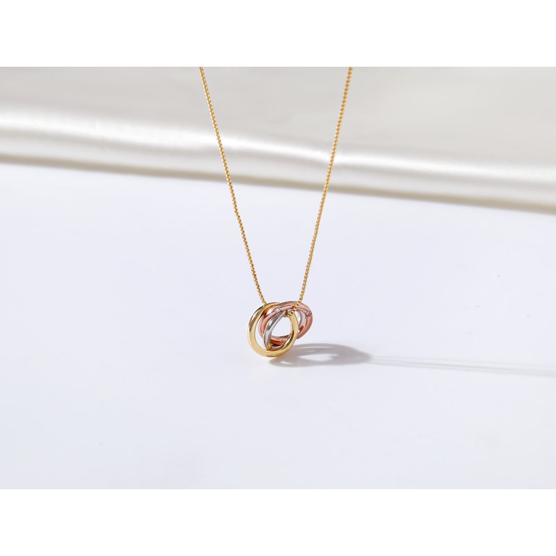 Naszyjnik srebrny łańcuszek damski z zawieszką celebrytka kółka srebro pozłacane 925