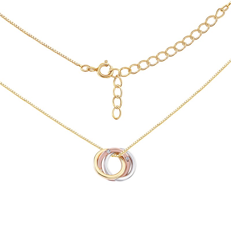 Naszyjnik srebrny łańcuszek damski z zawieszką celebrytka kółka srebro pozłacane 925