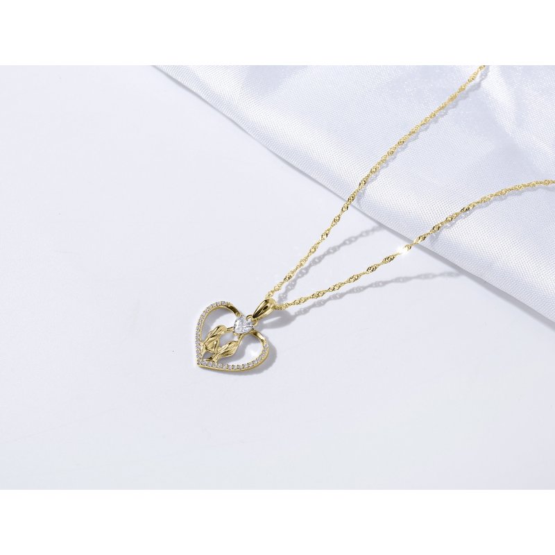 Naszyjnik srebrny dla przyjaciółki łańcuszek damski zawieszka serce srebro pozłacane