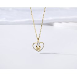Naszyjnik srebrny dla przyjaciółki łańcuszek damski zawieszka serce srebro pozłacane