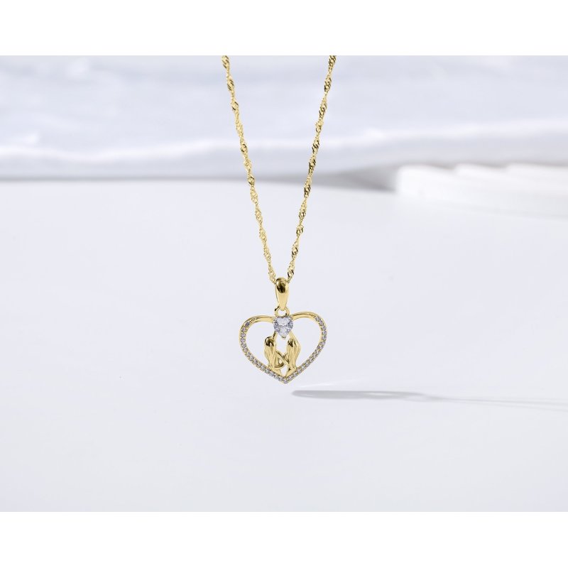 Naszyjnik srebrny dla przyjaciółki łańcuszek damski zawieszka serce srebro pozłacane