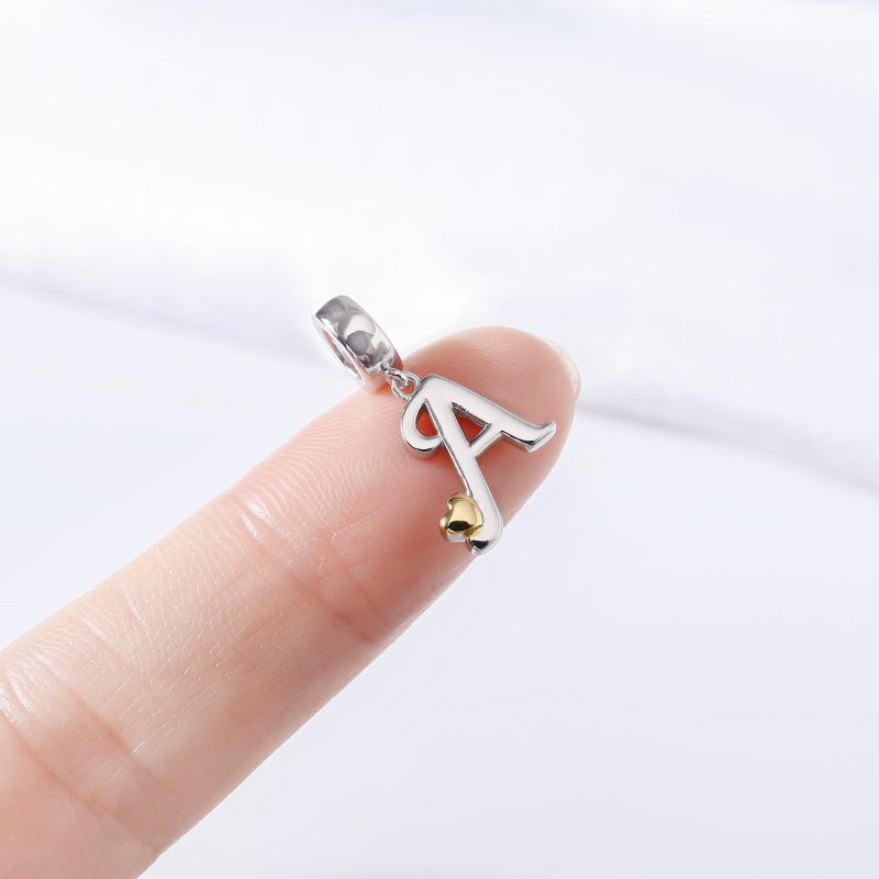 Charms zawieszka srebrna beads srebro próba 925 oryginalny literka a serce