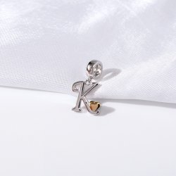 Charms zawieszka srebrna beads srebro próba 925 oryginalny literka k serce