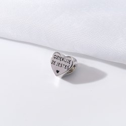 Charms zawieszka srebrna beads srebro próba 925 oryginalny serce dziękuję