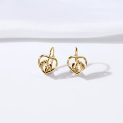 Kolczyki srebrne dla dziewczynki koniki w sercu srebro pozłacane 925 angielskie