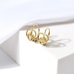 Kolczyki srebrne dla dziewczynki koniki w sercu srebro pozłacane 925 angielskie