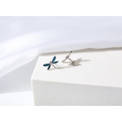 Srebrne kolczyki rodowane damskie ważki srebro 925 sztyfty wkrętki