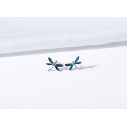 Srebrne kolczyki rodowane damskie ważki srebro 925 sztyfty wkrętki