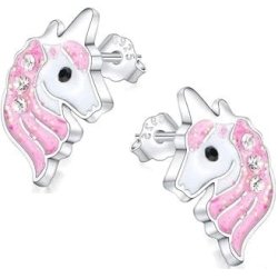 Srebrne kolczyki jednorożce dla dziewczynki srebro 925  sztyfty wkrętki