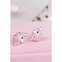 Srebrne kolczyki jednorożce dla dziewczynki srebro 925  sztyfty wkrętki