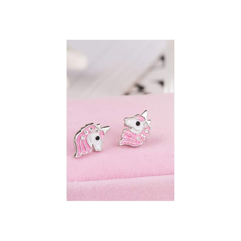 Srebrne kolczyki jednorożce dla dziewczynki srebro 925  sztyfty wkrętki
