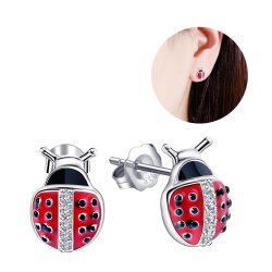 Kolczyki srebrne rodowane dla dziewczynki biedronki srebro próba 925