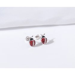 Kolczyki srebrne rodowane dla dziewczynki biedronki srebro próba 925