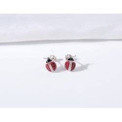 Kolczyki srebrne rodowane dla dziewczynki biedronki srebro próba 925