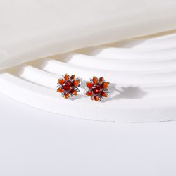 Kolczyki srebrne rodowane damskie kwiatki srebro próba 925