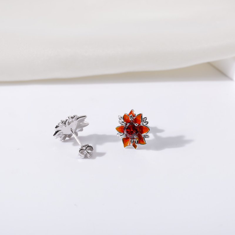 Kolczyki srebrne rodowane damskie kwiatki srebro próba 925