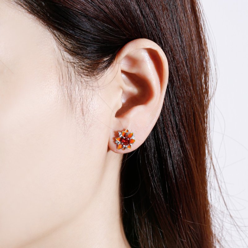 Kolczyki srebrne rodowane damskie kwiatki srebro próba 925