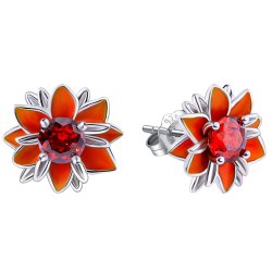 Kolczyki srebrne rodowane damskie kwiatki srebro próba 925