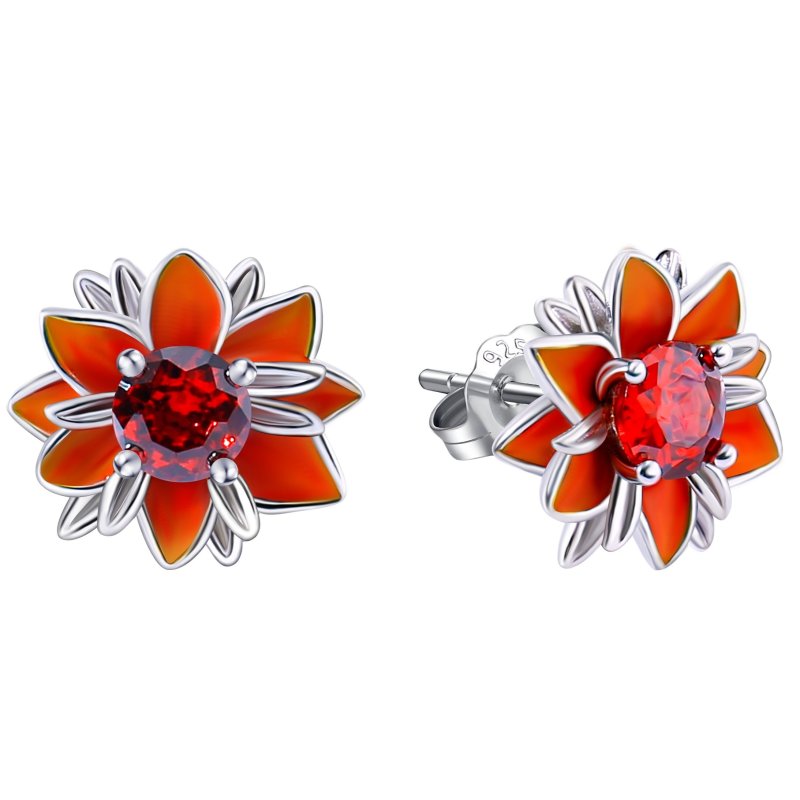 Kolczyki srebrne rodowane damskie kwiatki srebro próba 925