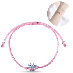 Srebrna bransoletka dla dziewczynki dzieci sznurkowa motylek srebro 925