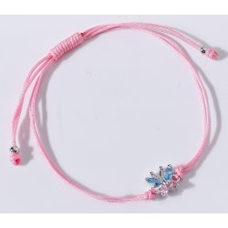 Srebrna bransoletka dla dziewczynki dzieci sznurkowa motylek srebro 925