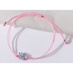 Srebrna bransoletka dla dziewczynki dzieci sznurkowa motylek srebro 925