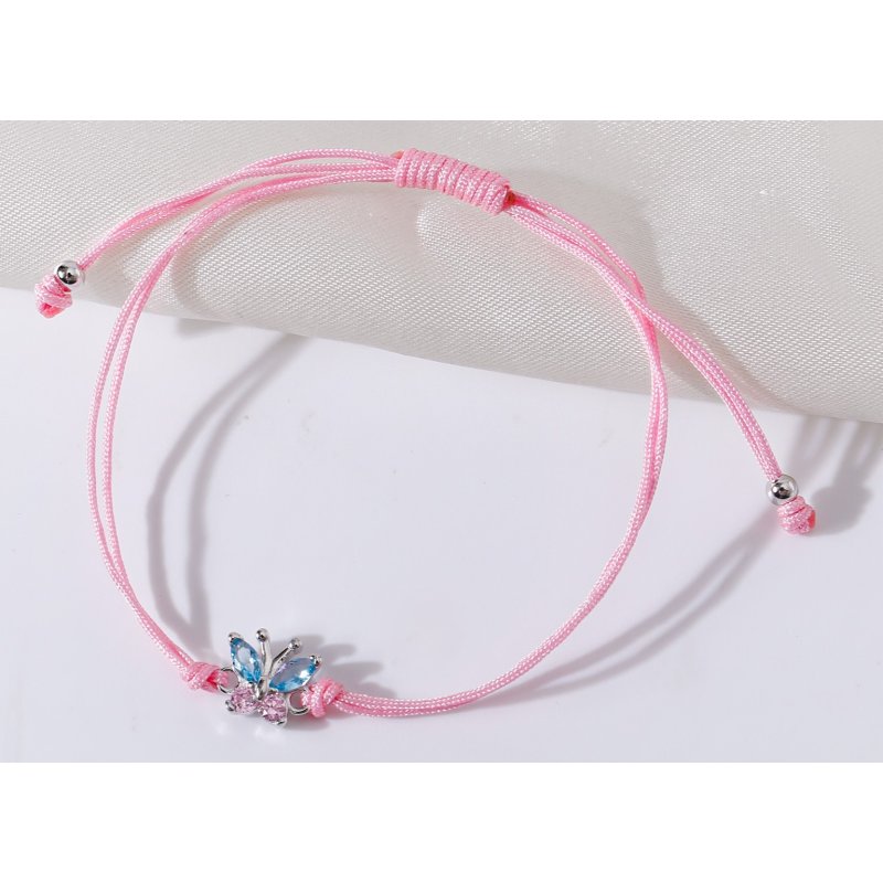 Srebrna bransoletka dla dziewczynki dzieci sznurkowa motylek srebro 925