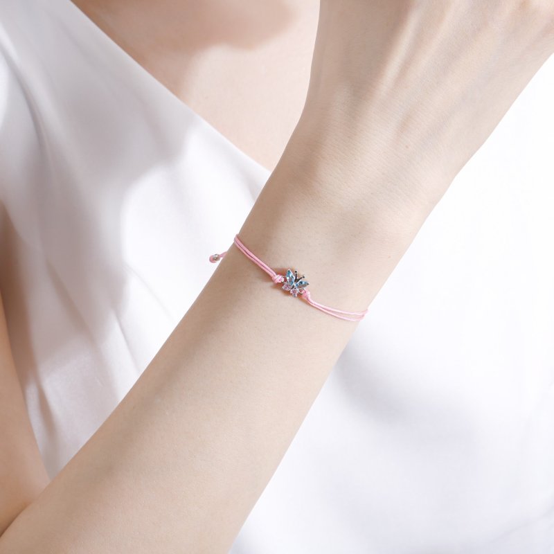 Srebrna bransoletka dla dziewczynki dzieci sznurkowa motylek srebro 925