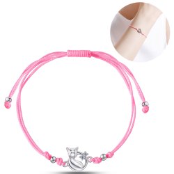 Srebrna bransoletka dla dziewczynki dzieci sznurkowa kotek srebro 925