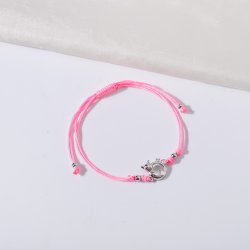 Srebrna bransoletka dla dziewczynki dzieci sznurkowa kotek srebro 925