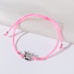 Srebrna bransoletka dla dziewczynki dzieci sznurkowa kotek srebro 925