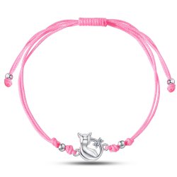 Srebrna bransoletka dla dziewczynki dzieci sznurkowa kotek srebro 925