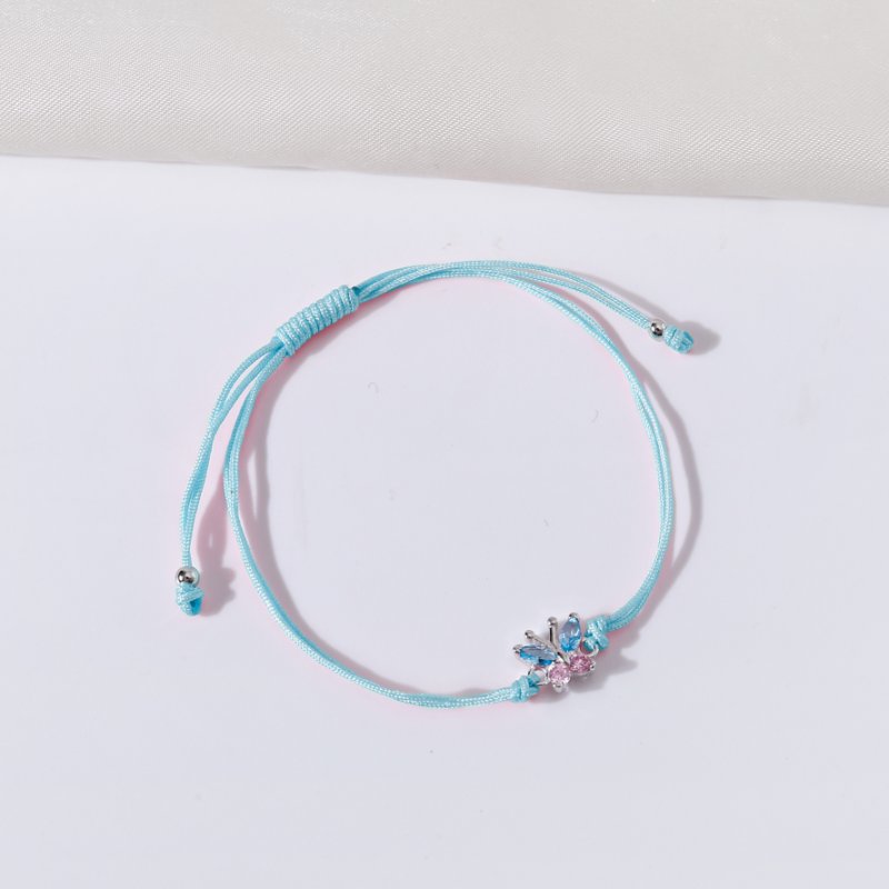 Srebrna bransoletka dla dziewczynki dzieci sznurkowa motylek srebro 925