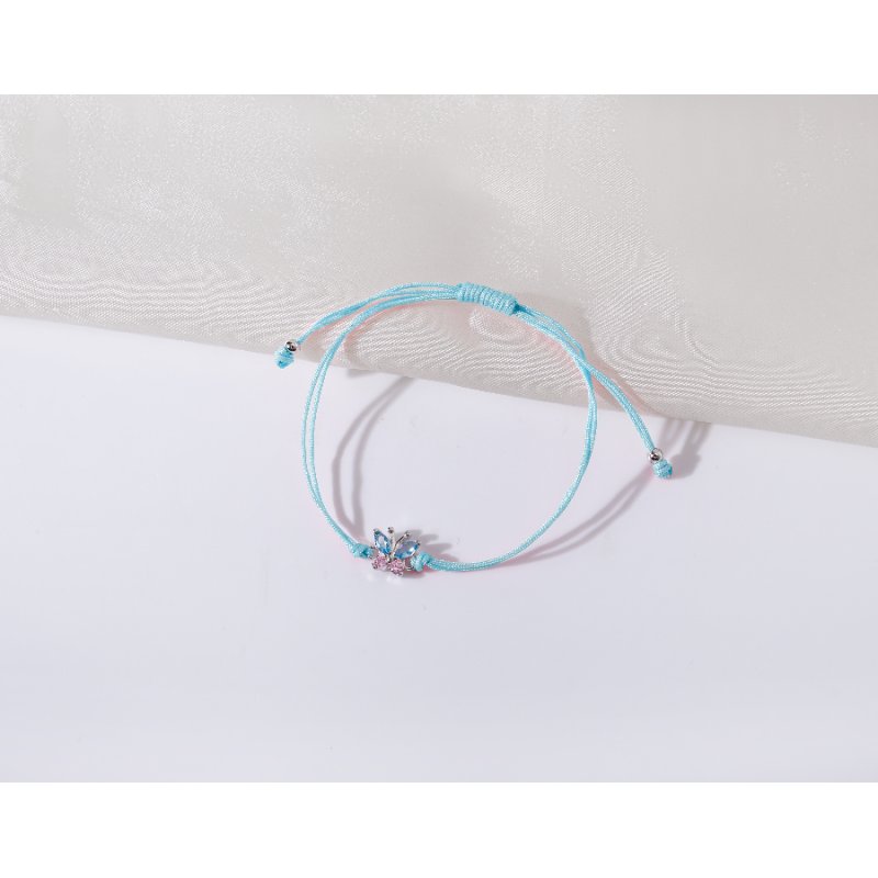 Srebrna bransoletka dla dziewczynki dzieci sznurkowa motylek srebro 925