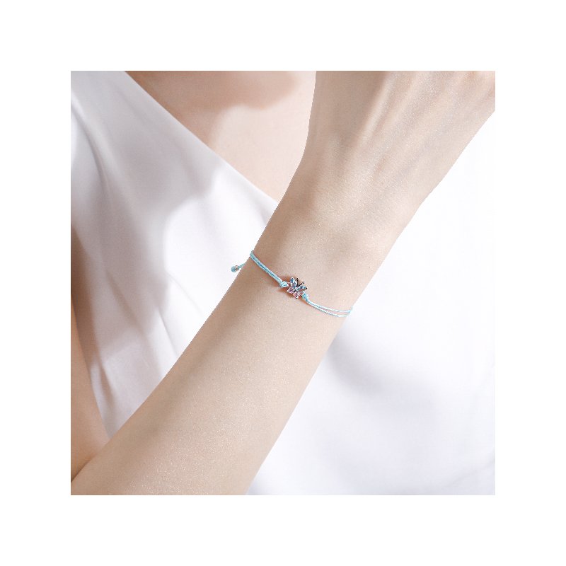 Srebrna bransoletka dla dziewczynki dzieci sznurkowa motylek srebro 925