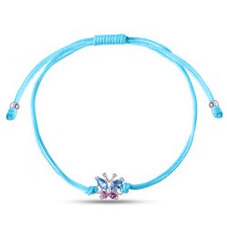 Srebrna bransoletka dla dziewczynki dzieci sznurkowa motylek srebro 925