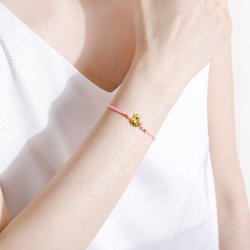 Srebrna bransoletka dla dziewczynki dzieci sznurkowa kotek srebro pozłacane 925