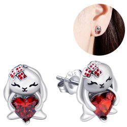 Kolczyki srebrne rodowane dla dziewczynki króliczki zajączki srebro próba 925