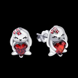 Kolczyki srebrne rodowane dla dziewczynki króliczki zajączki srebro próba 925