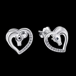 Kolczyki srebrne rodowane dla dziewczynki koniki konie srebro próba 925