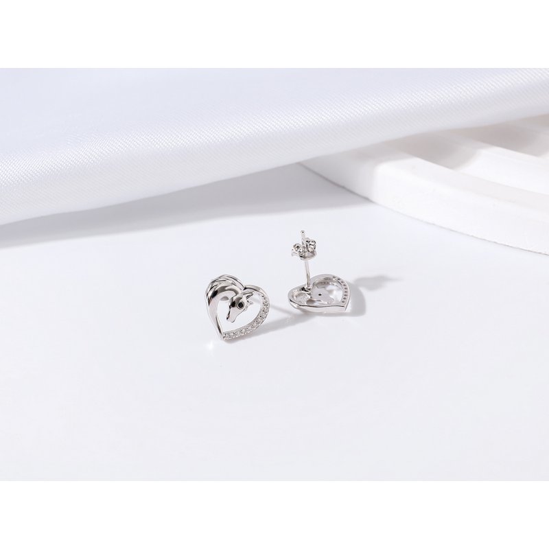 Kolczyki srebrne rodowane dla dziewczynki koniki konie srebro próba 925