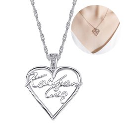 Naszyjnik srebrny damski łańcuszek kocham cię w sercu srebro rodowane 925
