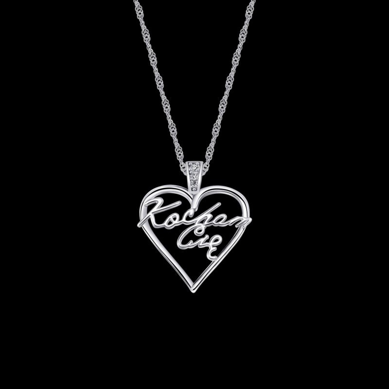 Naszyjnik srebrny damski łańcuszek kocham cię w sercu srebro rodowane 925