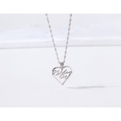 Naszyjnik srebrny damski łańcuszek kocham cię w sercu srebro rodowane 925
