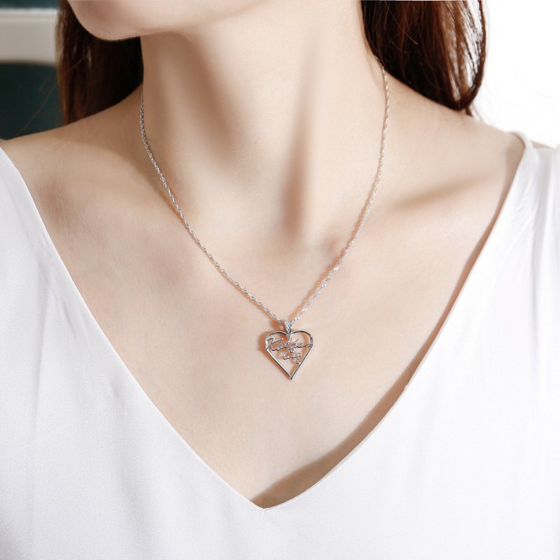 Naszyjnik srebrny damski łańcuszek kocham cię w sercu srebro rodowane 925