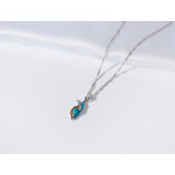 Naszyjnik srebrny łańcuszek damski z zawieszką koliber bursztyn srebro 925