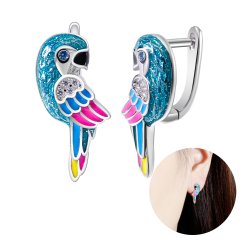 Kolczyki srebrne papugi dla dziewczynki srebro próba 925 angielskie